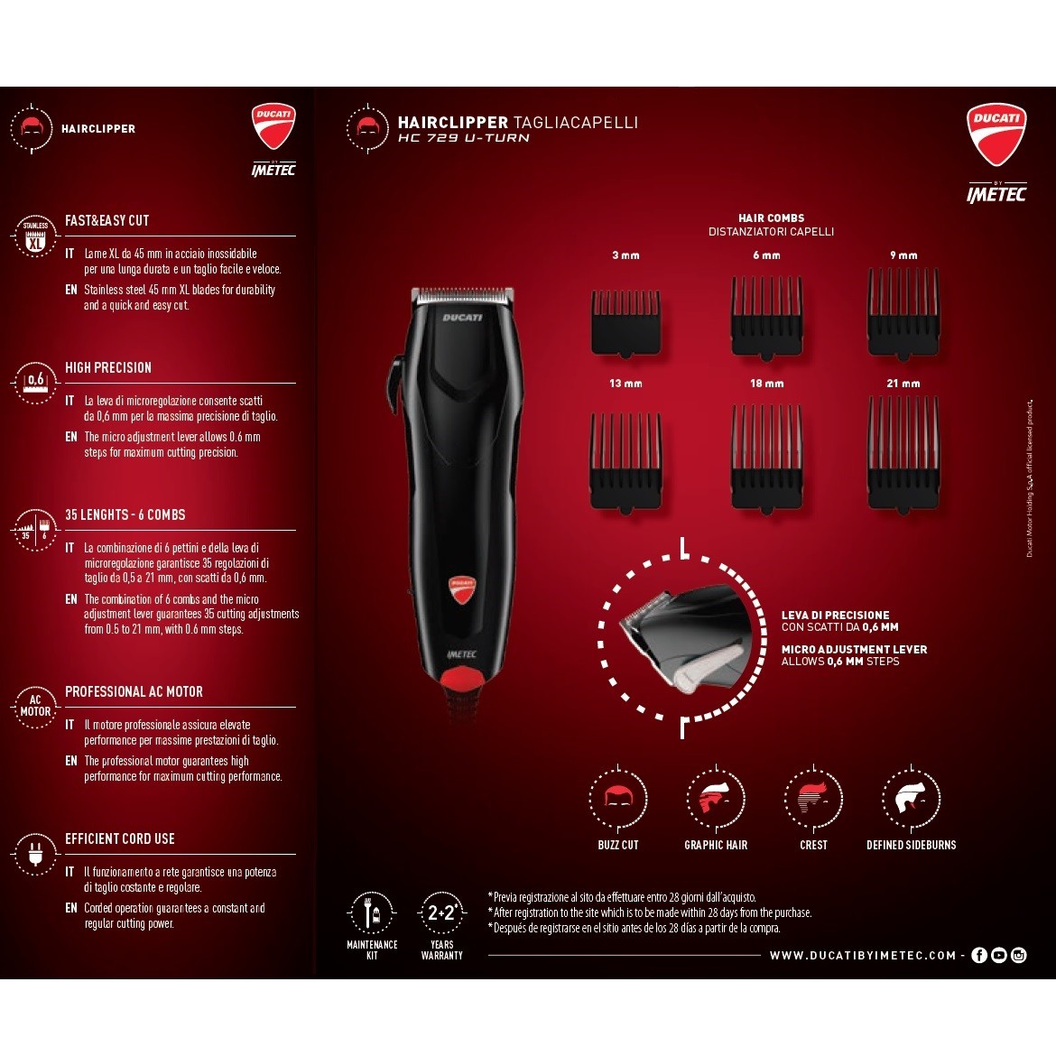Машинка для стрижки волос Ducati by Imetec HC 729 U-TURN 11