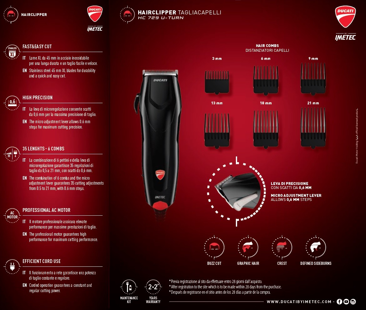Машинка для стрижки волос Ducati by Imetec HC 729 U-TURN 5